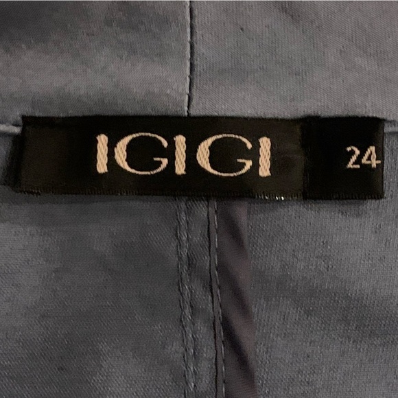 Igigi Wrap Jacket Blouse Plus 24 Blue True Wrap, Wide Lapels, Snap Adjust Buckle - Picture 3 of 16